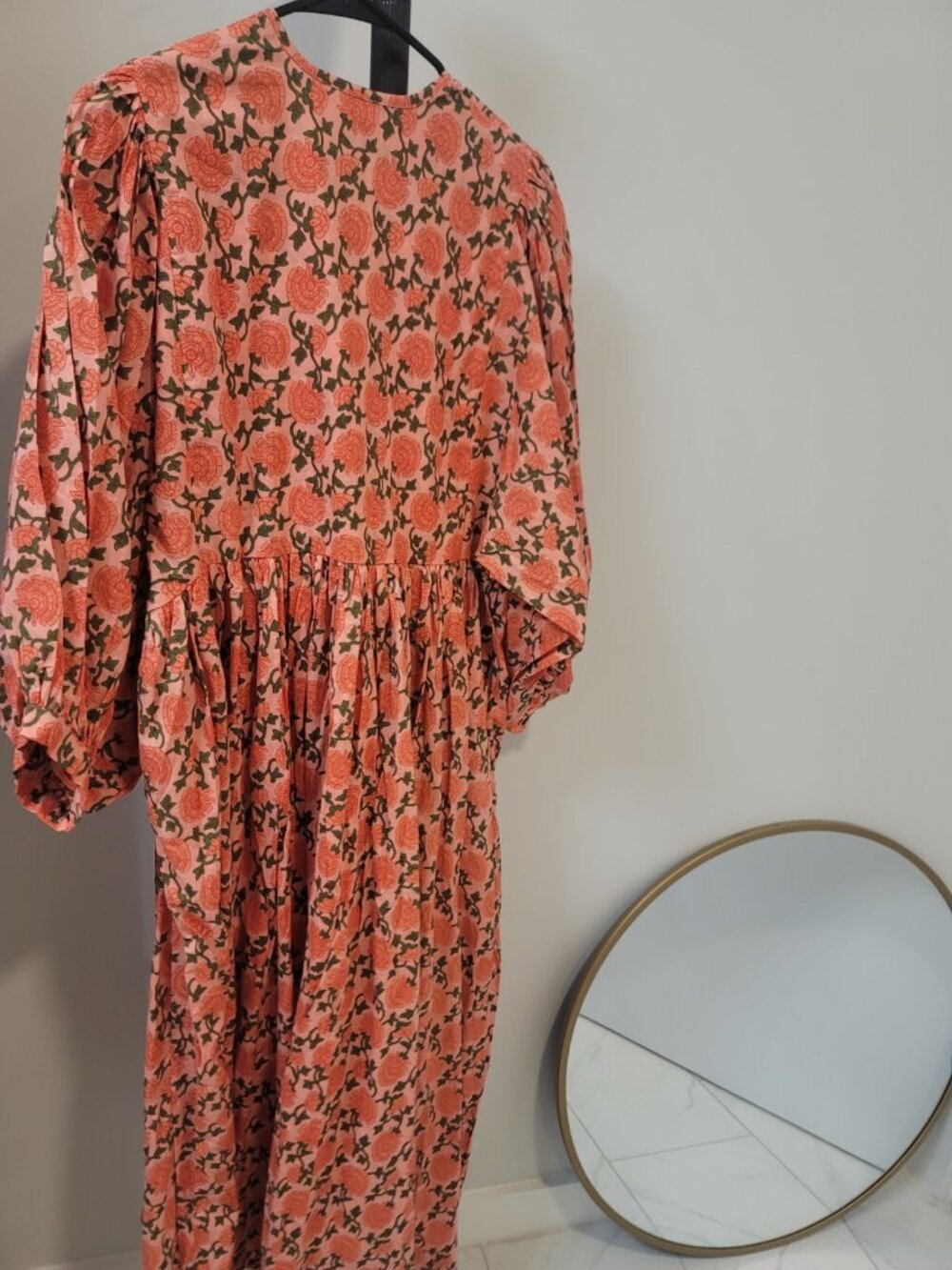 House of Sundar Dress Floral Cotton Boho Cottage Midi Size Medium NWoT Orange - Picture 6 of 7